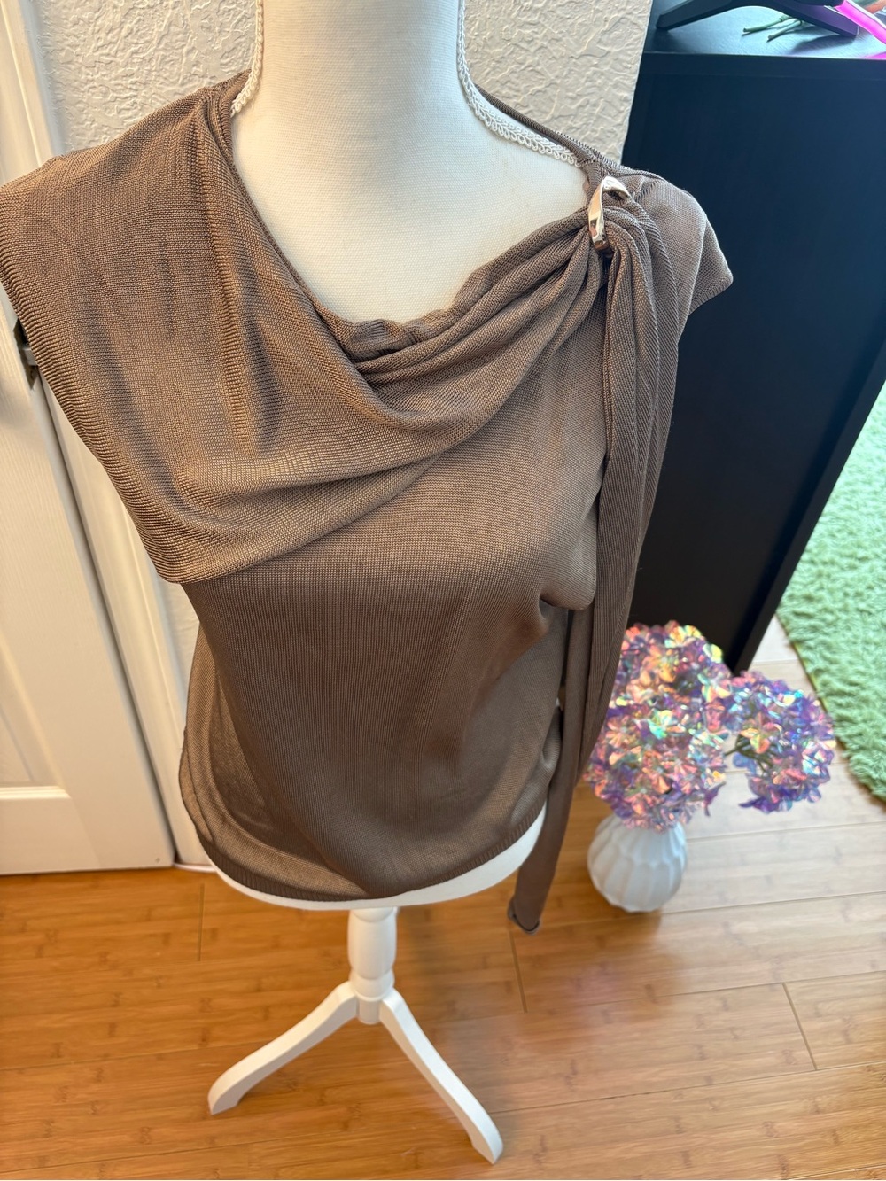 Zara Brown Knit Top with Subtle Texture